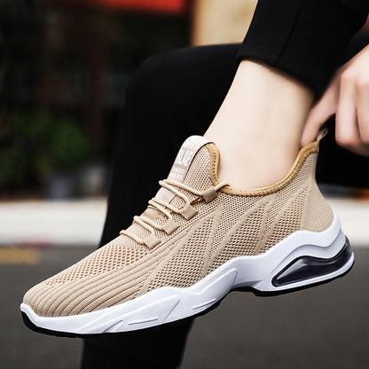Men’s Athletic Sneakers – Flyknit Upper – Air Cushion Sole – Lightweight Breathable Fit