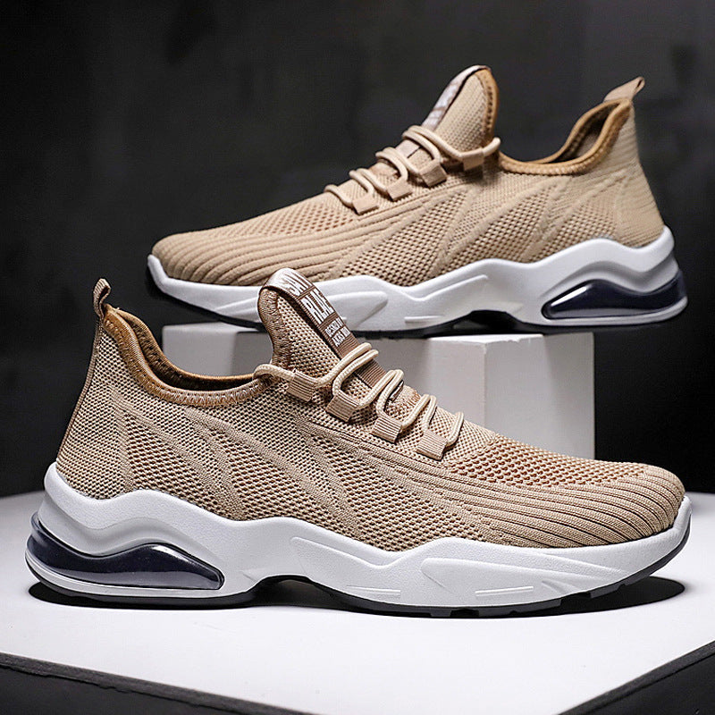 Men’s Athletic Sneakers – Flyknit Upper – Air Cushion Sole – Lightweight Breathable Fit