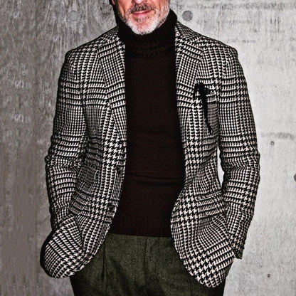 Men’s Blazer – Slim Fit – Houndstooth Pattern – Single Breasted Formal Wear