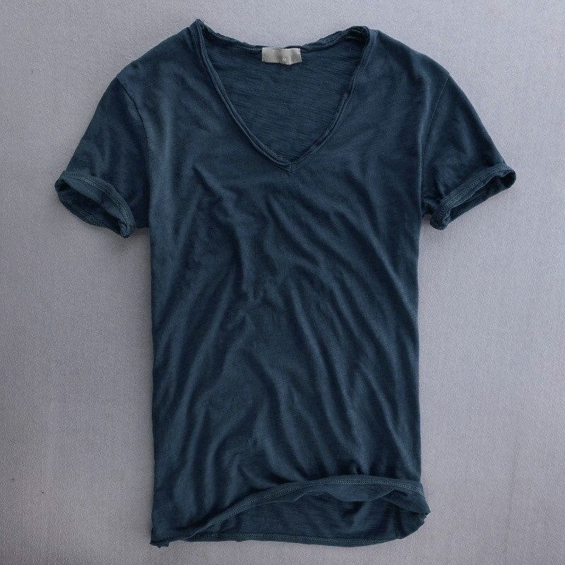 Men’s T-Shirt – V-Neck – Soft Knit – Natural Fibers – Standard Fit – Short Sleeve