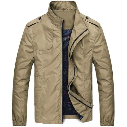 Men’s Cargo Jacket – Regular Fit – Lightweight – Water-Resistant – High Collar – Epaulets
