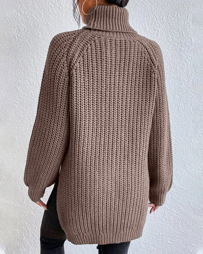 Isabella Oversized Sweater | Ribbed Turtleneck Hip-Length Sweater