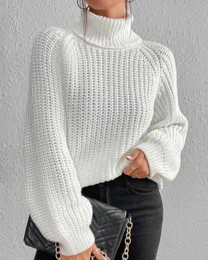 Isabella Oversized Sweater | Ribbed Turtleneck Hip-Length Sweater