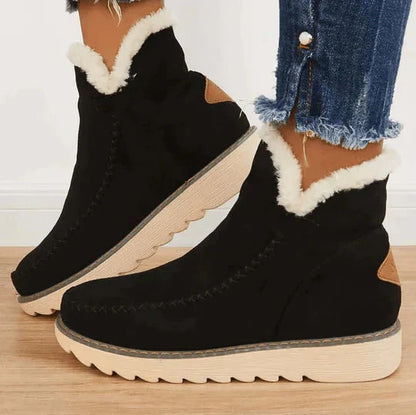 Francesca Standard Fit Ankle Boots | Thick Sole Fur Trim Ankle Boots