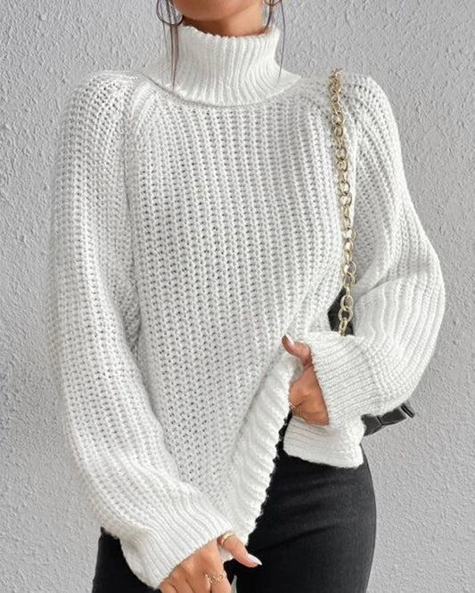 Isabella Oversized Sweater | Ribbed Turtleneck Hip-Length Sweater