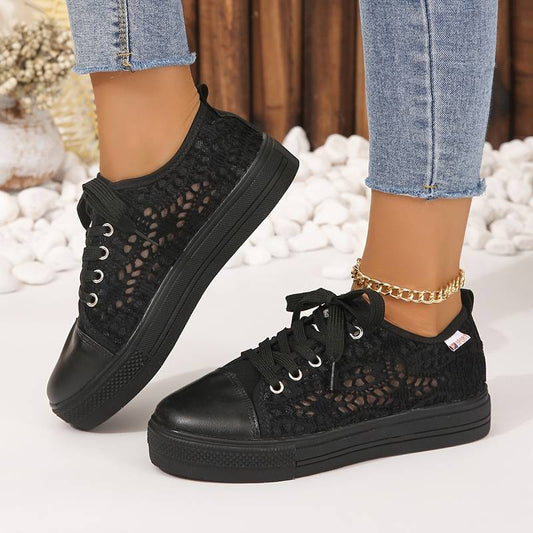 Women’s Sneakers – Lace Upper – Low Ankle – Breathable Lightweight Fit – Casual Style
