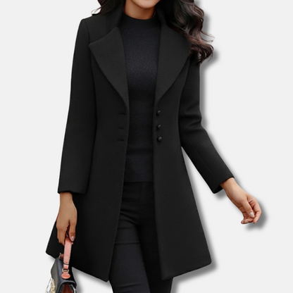 Charlotte Wool Tailored Coat | Notched Lapel Slim Fit Coat