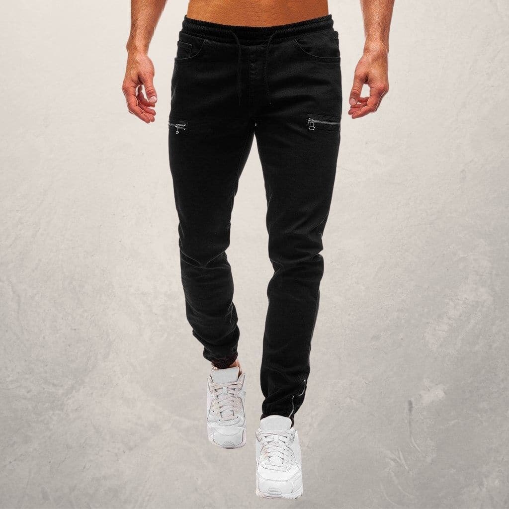 Men’s Jogger Jeans – Slim Fit – Stretch Denim – Elastic Waist – Zipper Pockets