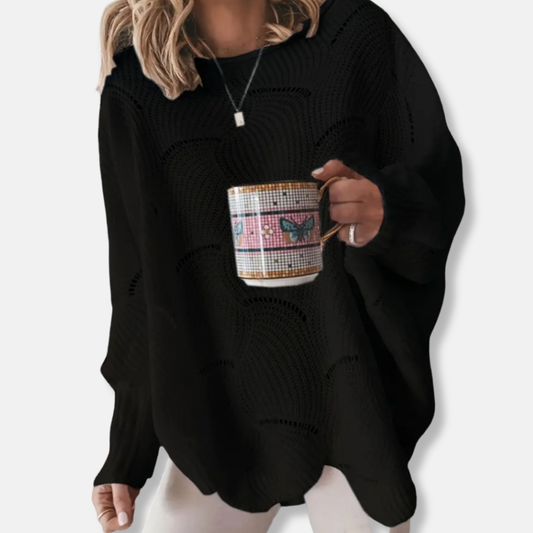 Grace Cotton Blend Oversized Pullover Sweater | Crewneck Tunic Sweater