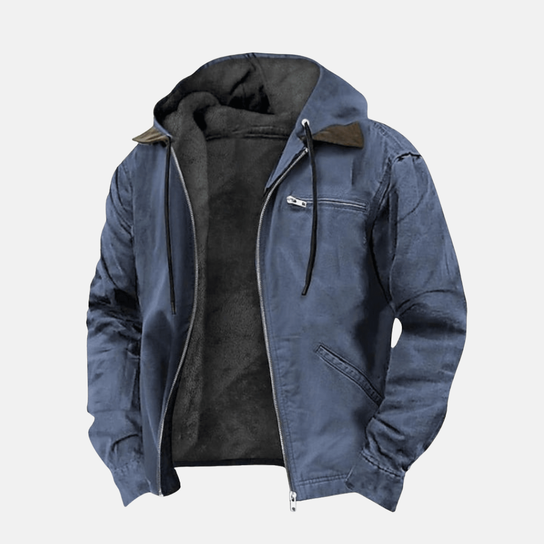 Oscar Hooded Bomber Jacket | Zip Pockets Drawstring Hood Bomber Jacket