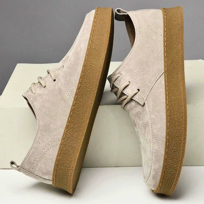 Men’s Shoes – Leather Low-Top – Rounded Toe – Lace-Up Formal Fit