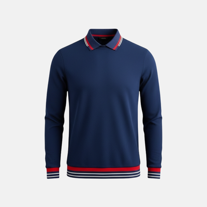 Men’s Sweatshirt – Slim Fit – Waffle Texture – Ribbed Collar – Striped Detail