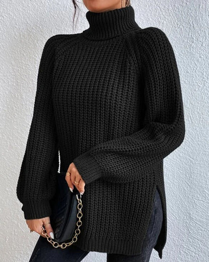 Isabella Oversized Sweater | Ribbed Turtleneck Hip-Length Sweater