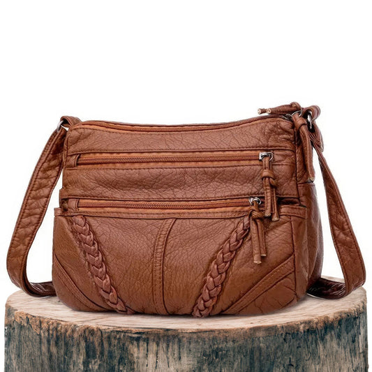 Isla Crossbody Shoulder Bag | Braided Details Pebbled Texture Bag