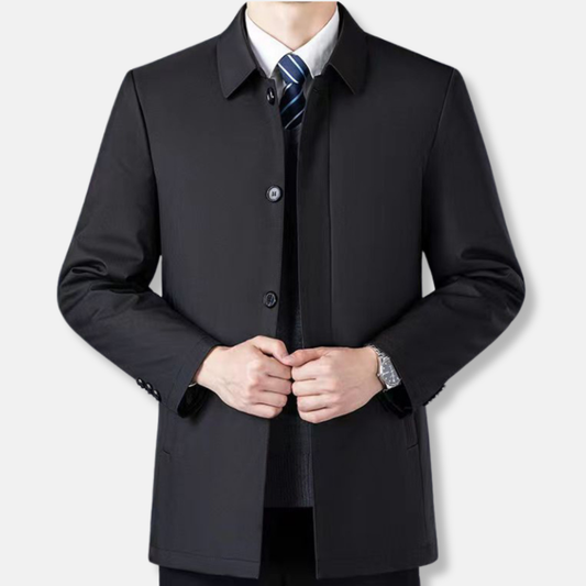Oliver Cotton Blend Car Coat | Tailored Fit Collared Coat