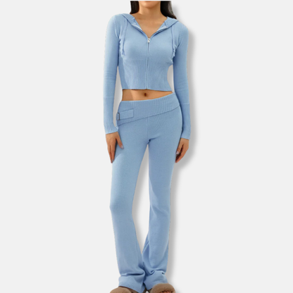 Amelia Two-Piece Set | Slim Fit Cropped Jacket And Bootcut Pants