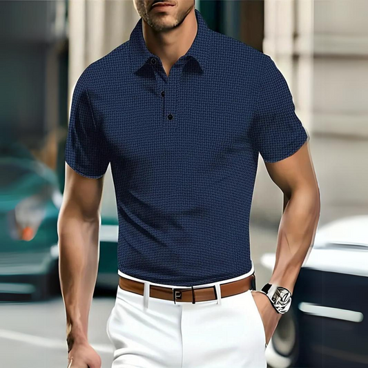 Men’s Polo Shirt – Slim Fit – Soft Knit – Button Placket – Short Sleeve Casual Wear