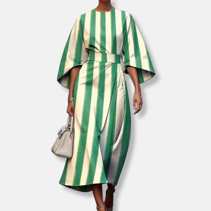 Women’s Midi Dress – Structured A-Line Fit – Kimono Sleeves – Floral Print