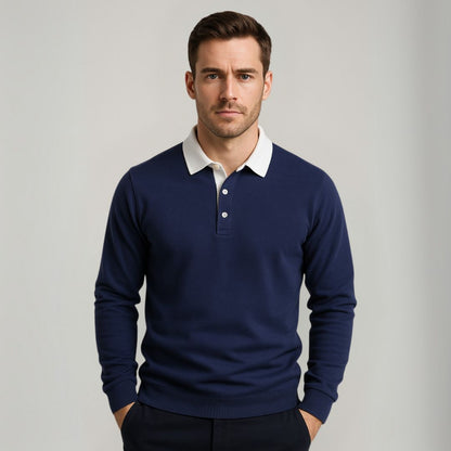 Men’s Polo Sweater – Soft Knit – Regular Fit – Long Sleeve Smart Casual Top