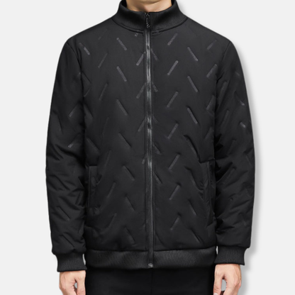 Samuel Quilted Geometric Puffer Jacket | Stand Collar Full-Zip Jacket