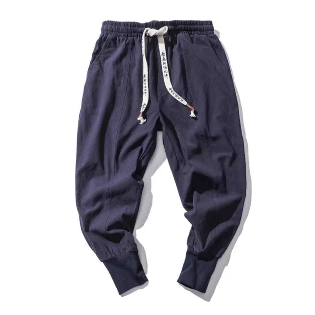 Men’s Tapered Pants - Relaxed Fit - Woven Cotton Blend - Elastic Waist - Ankle Cuffs