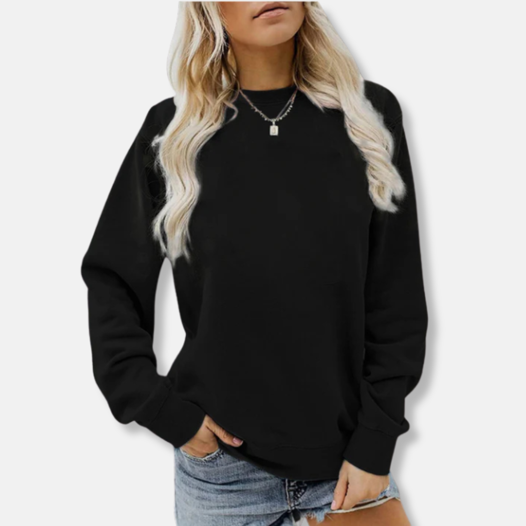 Women’s Crewneck Sweatshirt – Relaxed Fit – Cotton Knit – Ribbed Trim – Casual Wear