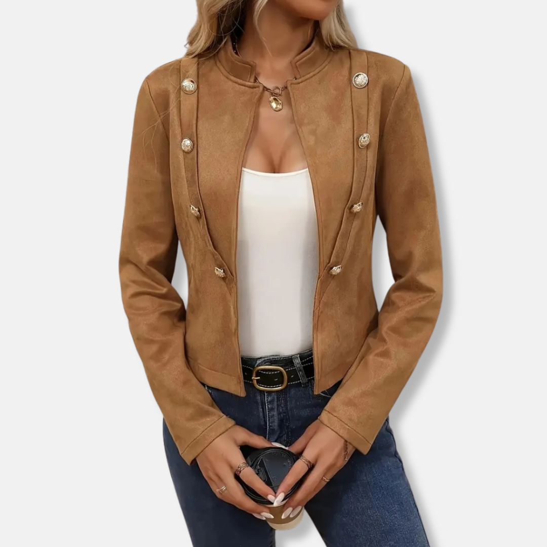 Women’s Jacket – Tailored Fit – Double-Breasted – Cropped Waist – Mandarin Collar
