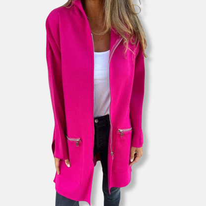 Women’s Hooded Jacket – Oversized Fit – Knee Length – Soft Touch – Zip Pockets