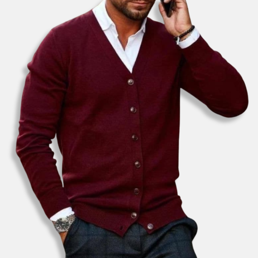 Oscar  Regular Fit Cardigan | V-Neck Button Front Cardigan