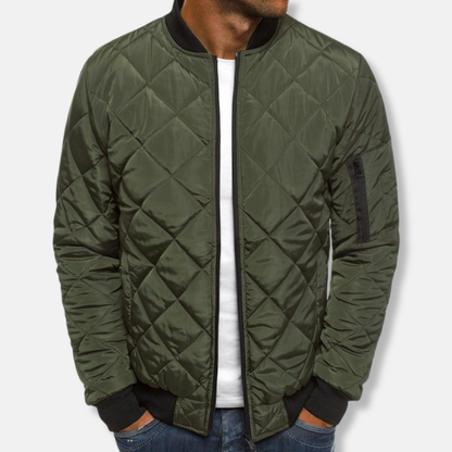 Oscar Regular Fit Quilted Jacket | Banded Collar Zip Pocket Quilted Jacket