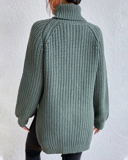 Isabella Oversized Sweater | Ribbed Turtleneck Hip-Length Sweater