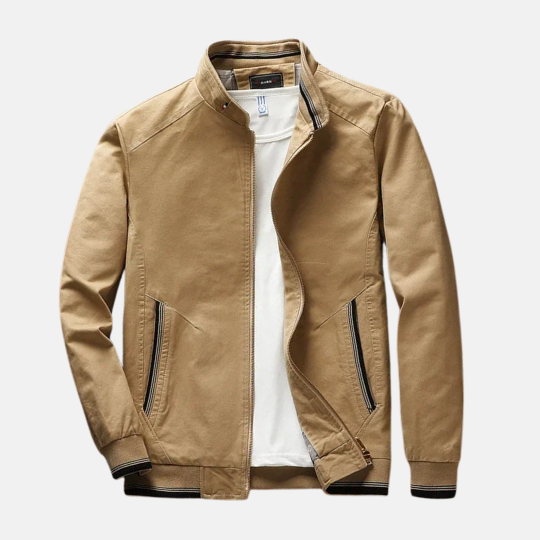 Men’s Bomber Jacket – Structured Fit – Zipper Front – Ribbed Hem & Cuffs