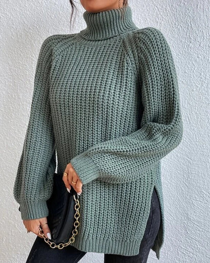 Isabella Oversized Sweater | Ribbed Turtleneck Hip-Length Sweater