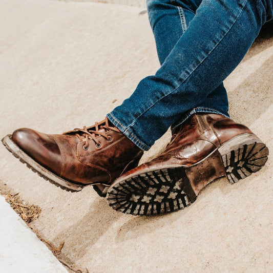 Men’s Leather Boots – Ankle Length – Rugged Sole – Lace-Up Structured Fit