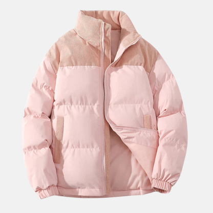 Charles Quilted Puffer Jacket | Ribbed Color Block Jacket