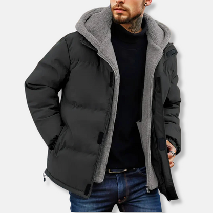 Theo Quilted Hooded Puffer Jacket | Fleece Lined Adjustable Hem Jacket