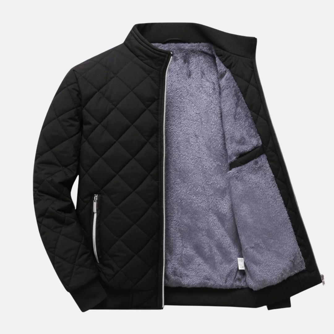 Men’s Bomber Jacket – Quilted Padded Design – Soft Lining – Ribbed Trim – Zip Closure