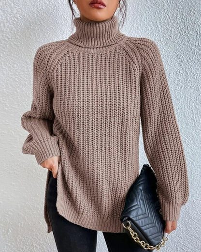 Isabella Oversized Sweater | Ribbed Turtleneck Hip-Length Sweater