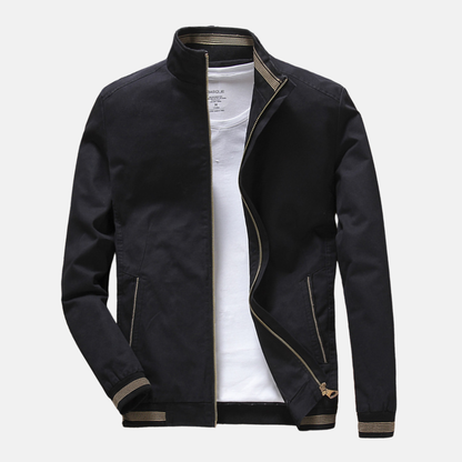 Men’s Casual Jacket – Slim Fit – Lightweight – Woven Fabric – Stand Collar – Zipper Pockets