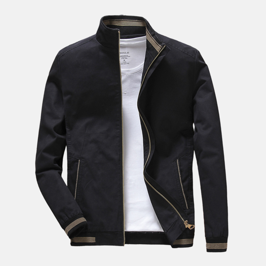 Men’s Casual Jacket – Slim Fit – Lightweight – Woven Fabric – Stand Collar – Zipper Pockets