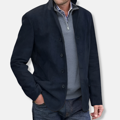 Men’s Jacket – Regular Fit – Soft Textured Finish – Stand Collar – Front Pockets