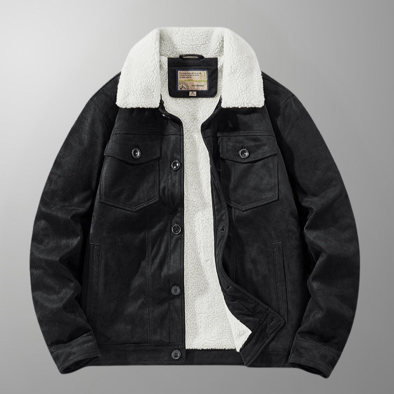 Harry Sherpa Jacket | Button Front Collared Hip-Length Sherpa Jacket