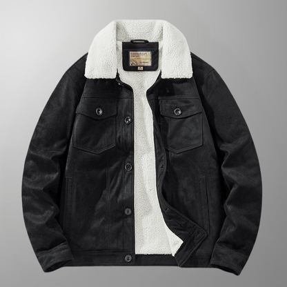 Harry Sherpa Jacket | Button Front Collared Hip-Length Sherpa Jacket