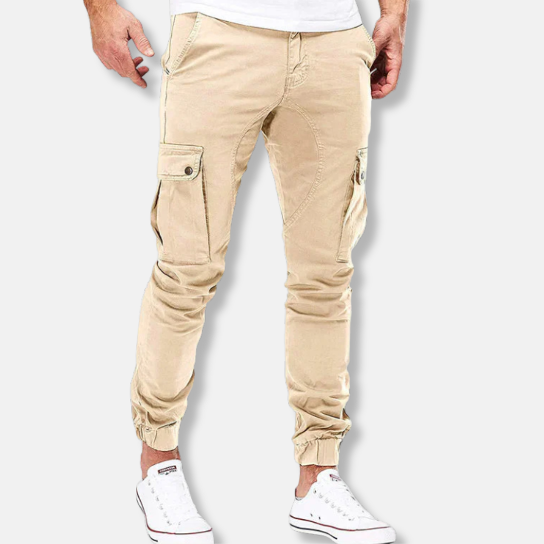 Men’s Cargo Pants – Slim Fit – Cotton Blend – Drawstring Waist – Elastic Cuffs