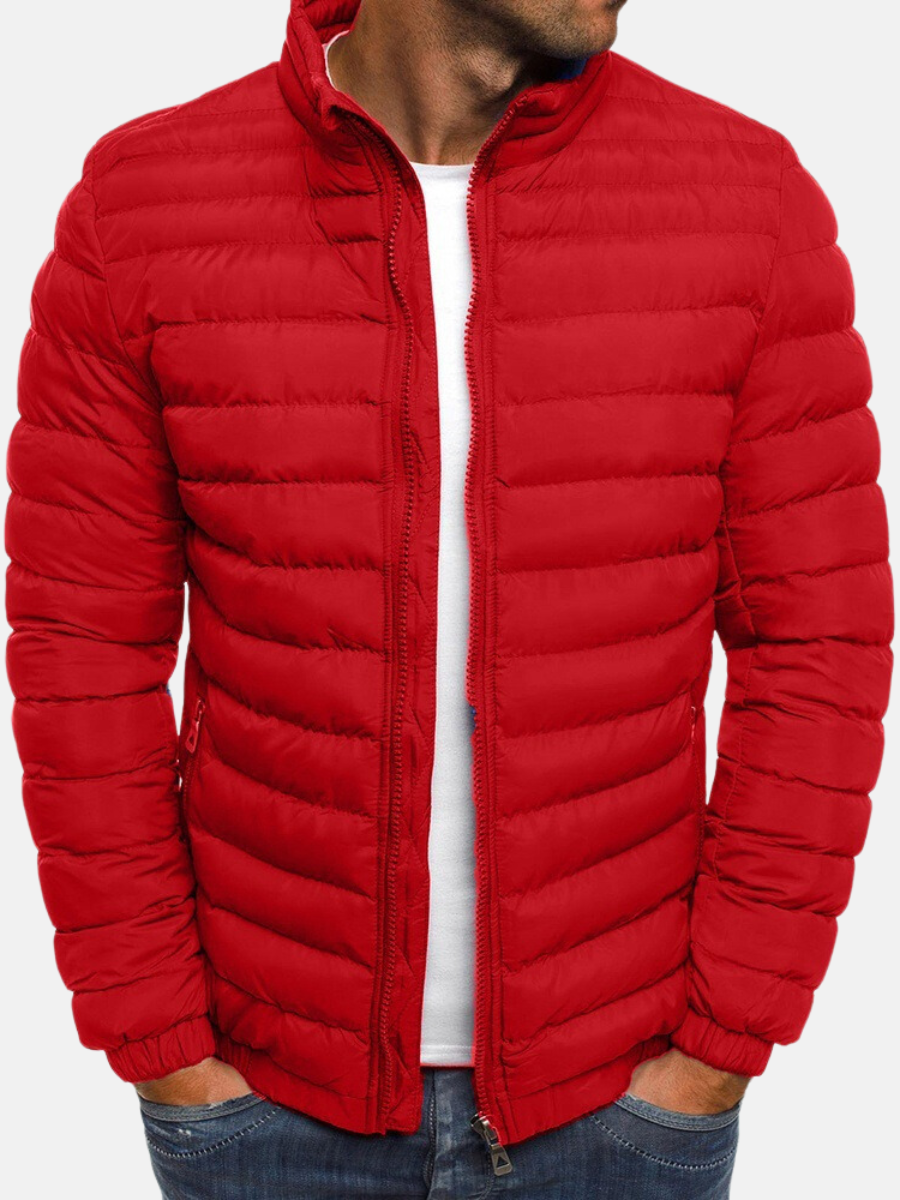 Men’s Quilted Jacket – Slim Fit – Lightweight Padded – High Collar Casual Wear