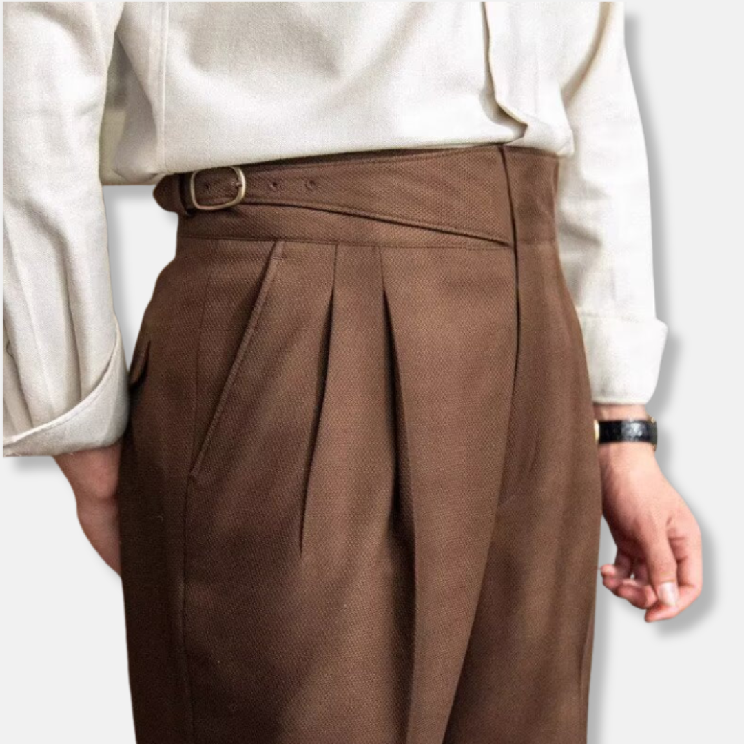 Men’s Dress Pants – Wool Blend – High Waist – Pleated Front – Tailored Straight Leg