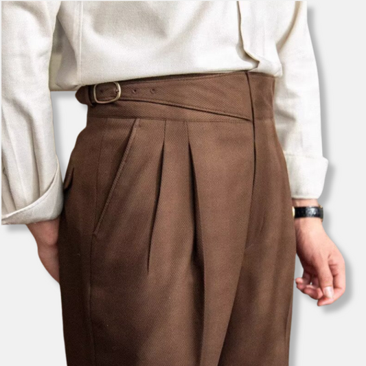 Men’s Dress Pants – Wool Blend – High Waist – Pleated Front – Tailored Straight Leg