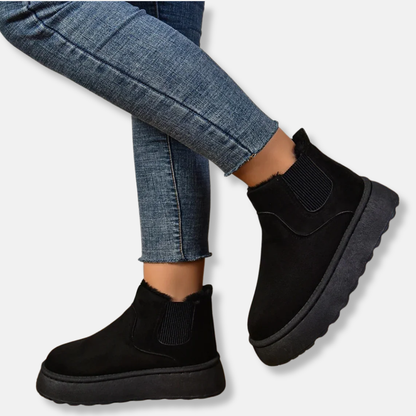 Isla Chunky Platform Chelsea Boots | Elastic Gussets Fleece Lined Boots