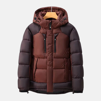 Henry Quilted Stand-Up Collar Puffer Jacket | Detachable Hood Hip-Length Puffer Jacket