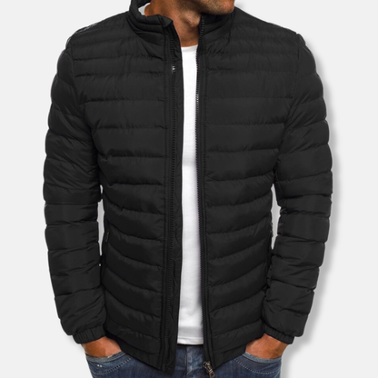 Men’s Quilted Jacket – Slim Fit – Lightweight Padded – High Collar Casual Wear